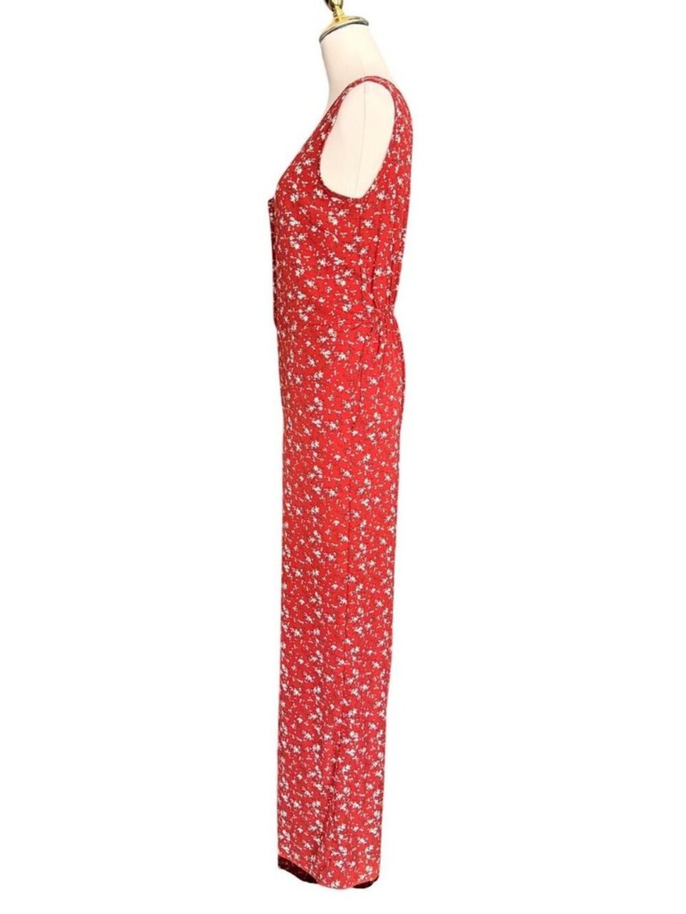Red Floral Sleeveless Wide